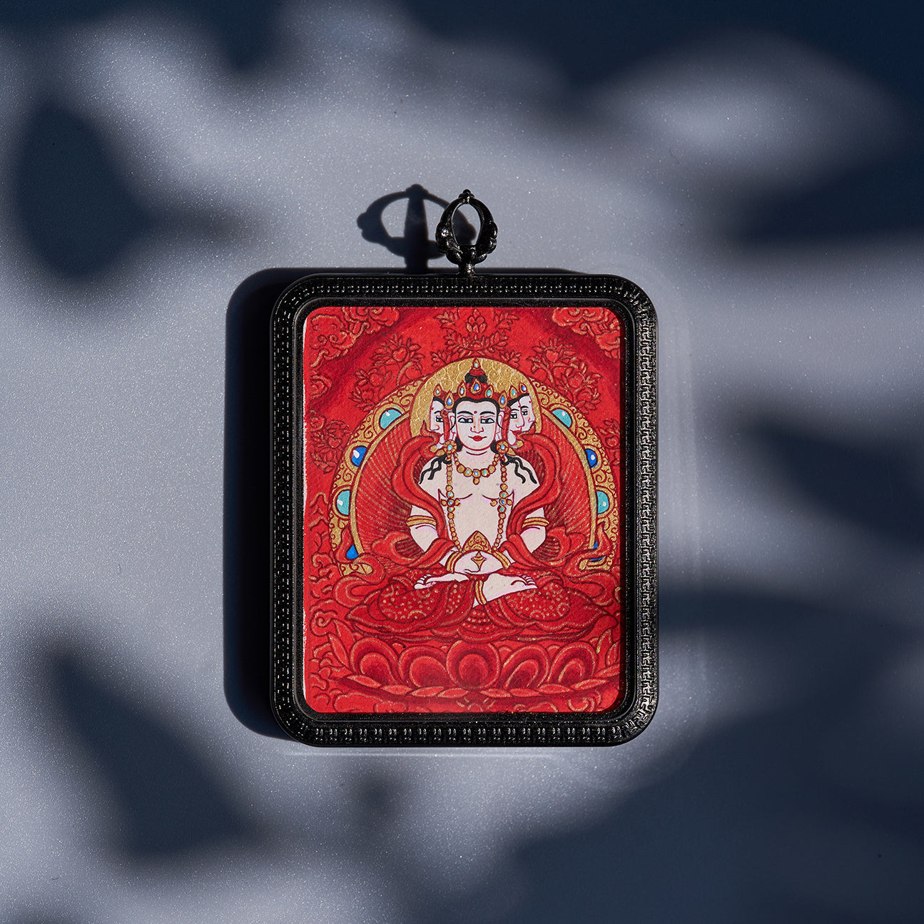 Yellow Jambhala & Vairocana Red Thangka | Abundant Resources · Buddha's Light Shines Universally