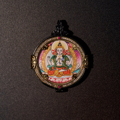 Four-Armed Avalokiteshvara & Yellow Dzambhala | Perfect Compassion & Abundant Wealth