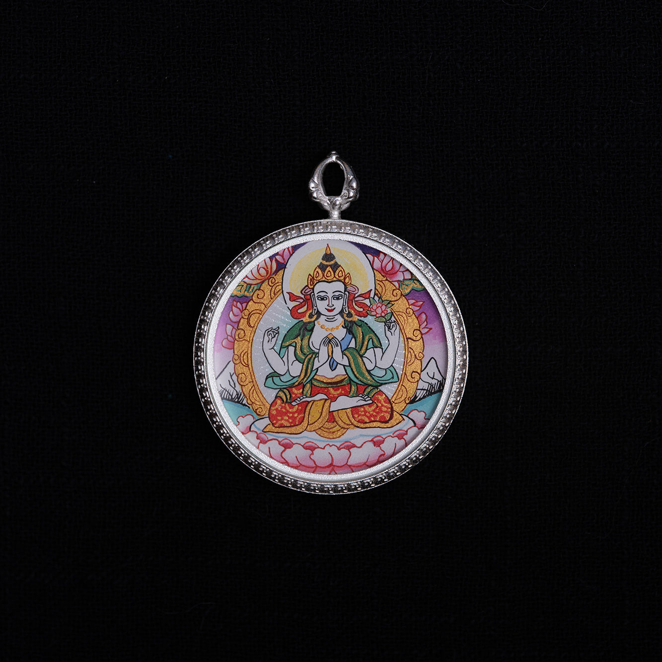 Four-Armed Avalokiteshvara + Green Tara · Compassion and Wish-Fulfilling Energy Field