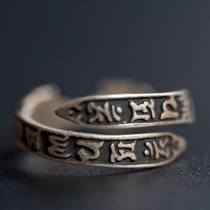 Six-Character Mantra Vajra Pestle Ring